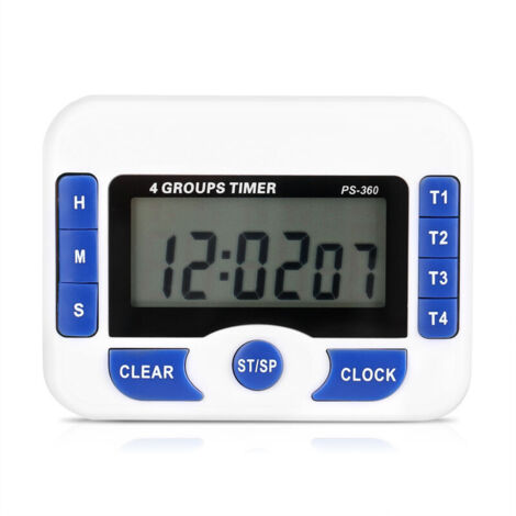 Minuterie de groupe indépendante numérique à 4 canaux Compte à rebours Horloge de cuisine magnétique