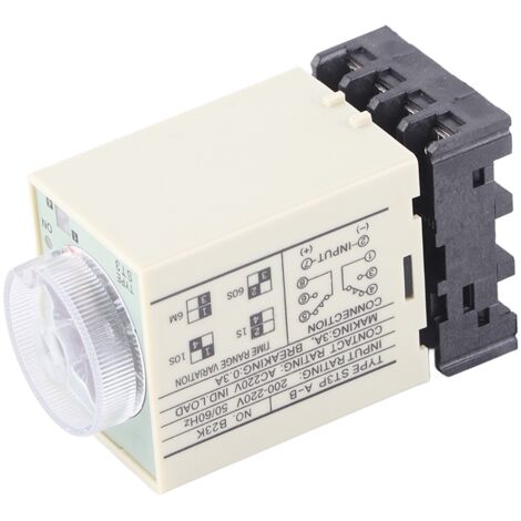 Minuterie de Temporisation à Délai de Mise Sous Tension, Base Incluse - 220V AC, Réglage par Bouton - ST3PA-B 0-10 Secondes