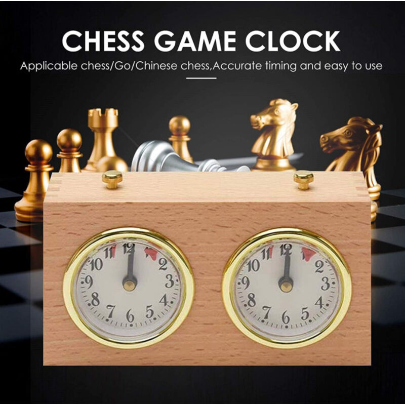 Minuterie d'horloge d'échecs, Jeu de société analogique en Bois compétition Horloge d'échecs Outils de chronométrage Horloge d'échecs mécanique de