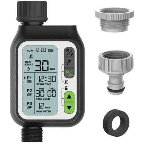 Minuterie D'irrigation Automatique,Minuterie Arrosage Automatique pour Jardin,Programmateur Arrosage Automatique,avec Fonction de Verrouillage Enfant,Imperméable,Grand Écran LCD