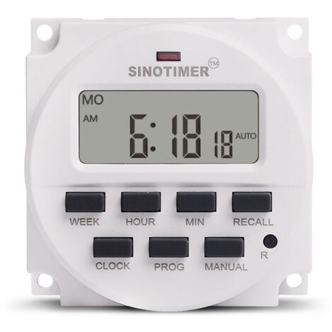 Minuterie grand écran LCD 1,6 pouces 110 V CA 120 V, programmable 7 jours, avec relais intégré (minuterie TM618N-1 110 V)