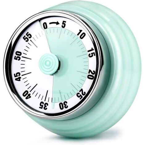 Minuterie magnétique mécanique de 60 minutes, compte à rebours sans piles, horloge de cuisine avec alarme sonore de 72 dB, vert