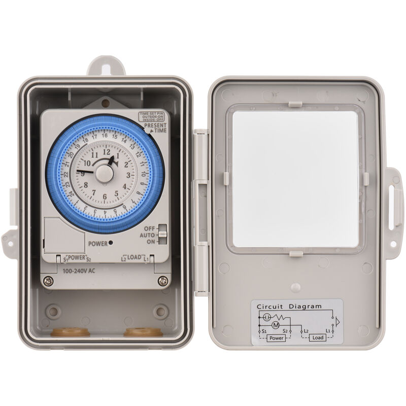 Lifcausal - Minuterie mécanique 24 heures IP53, boîtier de commutation électrique programmable ac 100-240V