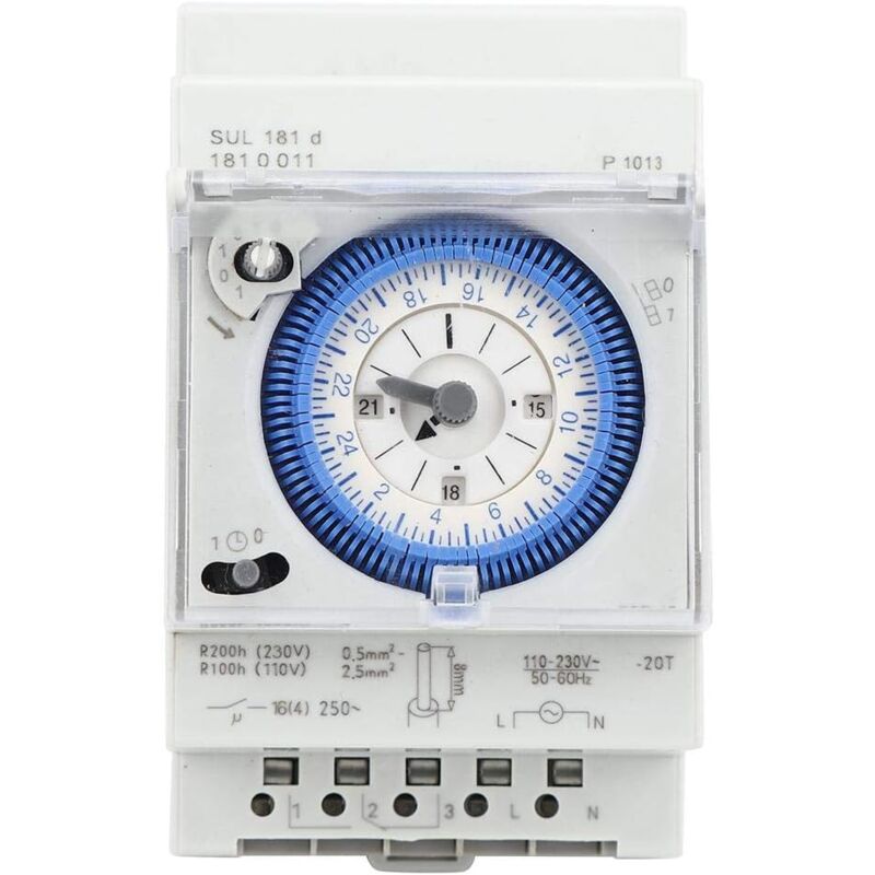 Minuterie mécanique, 250VAC 16A Minuterie Interrupteur à Relais Relais Puce de contrôle Haut de Gamme 15 Minutes 24 Heures pour l'industrie Appareils