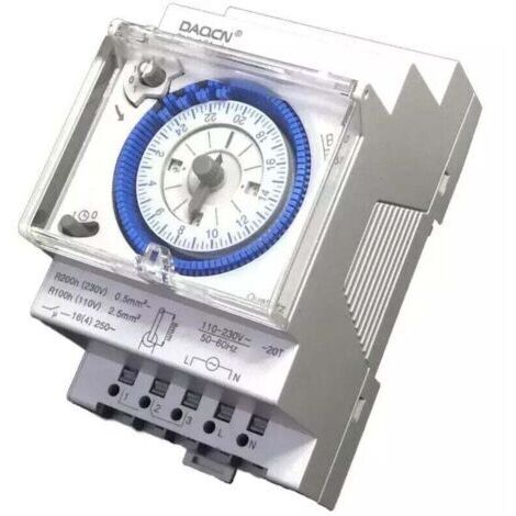Minuterie mécanique bidirectionnelle 24 heures, type rail DIN, avec réserve de marche SUL 181d, 110-230 V