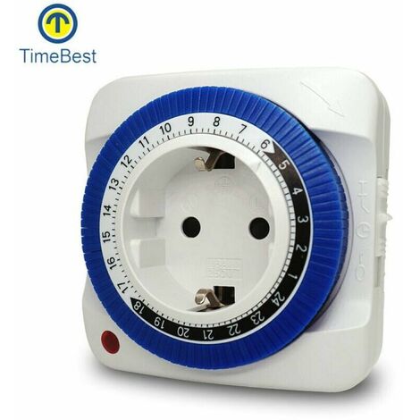 Minuterie mécanique chauffe-eau réverbère mise hors tension automatique maison minuterie intelligente interrupteur prise (1pc, bleu et blanc)