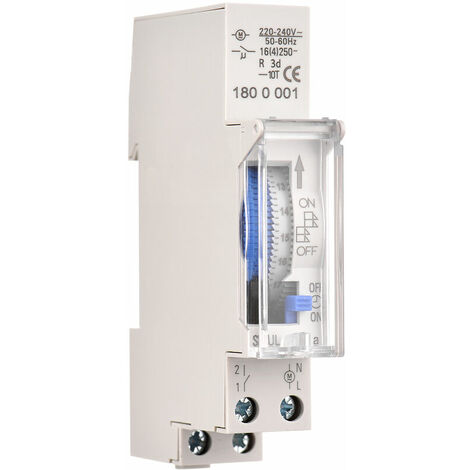 Minuterie mécanique de 24 heures Minuterie minimale de 15 minutes Montage sur rail Batterie intégrée, SUL180a AC220-240V Gris - SUL180a AC220-240V Gris