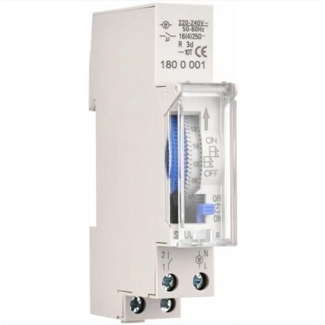 Minuterie mécanique de 24 heures Minuterie minimale de 15 minutes Montage sur rail Batterie intégrée, SUL180a AC220-240V Gris - SUL180a AC220-240V Gris