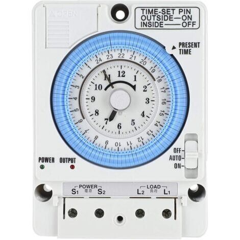 Minuterie mécanique, Interrupteur de minuterie AC100-240V 2W Interrupteur de synchronisation mécanique Industriel 24 H TB35-N avec Fournitures électriques de Sonnerie(TB35-N)