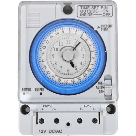 Minuterie mécanique TB388 24 heures, minuterie 12 V CC avec fonction de mémoire des défauts, contrôle précis du temps, convient à l'éclairage public et à la publicité, batterie intégrée.