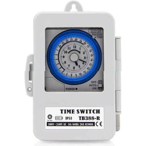 Minuterie mécanique TB388R - Étanche - 24 heures - Programmable par jour - Pour lampe de chauffe-eau CA 100  240 V 20 A