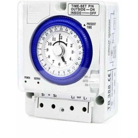 Minuterie mécanique TB388TB35N (avec batterie) Minuterie mécanique industrielle manuelle/automatique Moteur à quartz 20A Contrôleur d'éclairage hebdomadaire DIY Equipement électrique