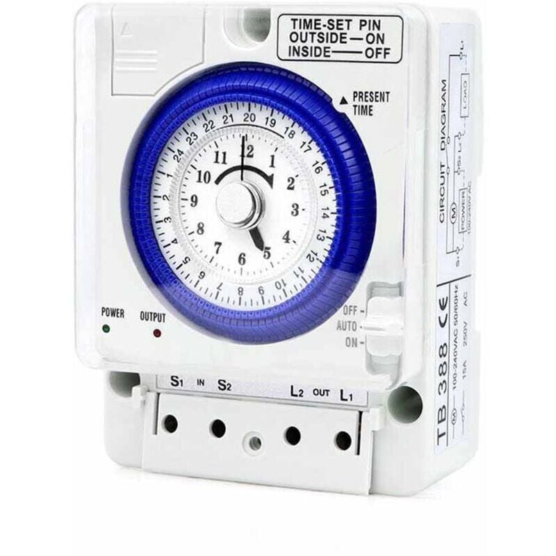 Minuterie mécanique TB388TB35N (avec batterie) Minuterie mécanique industrielle manuelle/automatique Moteur à quartz 20A Contrôleur d'éclairage