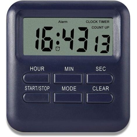 Minuterie Numérique avec Fonction d'Horloge/Réveil, Minuterie de Cuisine Digitale Dos Magnétique, Kitchen Timer Chronomètre Compte à Rebours Gestion du Temps pour Cuisine étude(Bleu Foncé),