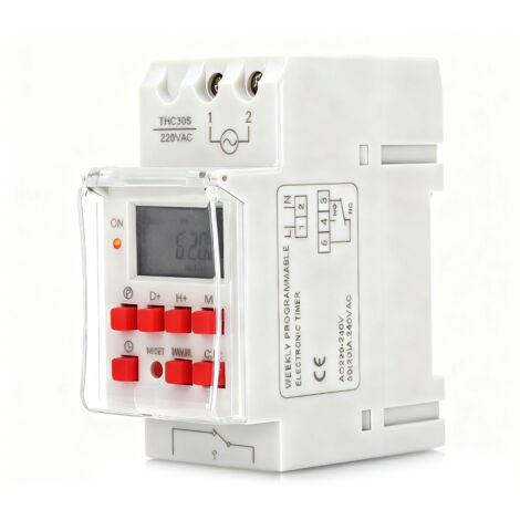 Minuterie numérique programmable à la seconde près, durée de vie de 168 heures, 20 positions marche/arrêt, écran LCD, compatible avec les appareils électroménagers 220-240 V CA.