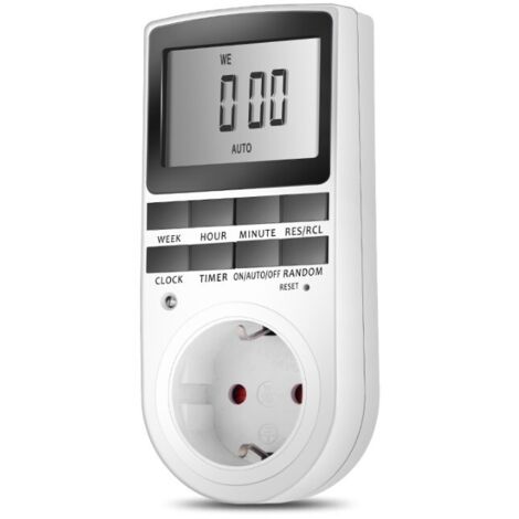 Minuterie numérique sur mesure, version allemande - 2 pièces  Prise de minuterie numérique avec système et boutons allemands  10 programmes configurables  Mode 12/24 h