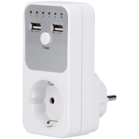 Minuterie Prise Numérique, Prise de minuterie de compte à rebours 180-260V USB, Contrôleur de Commutateur de Minuterie de Compte à Rebours pour chargeur de téléphone d'ordinateur