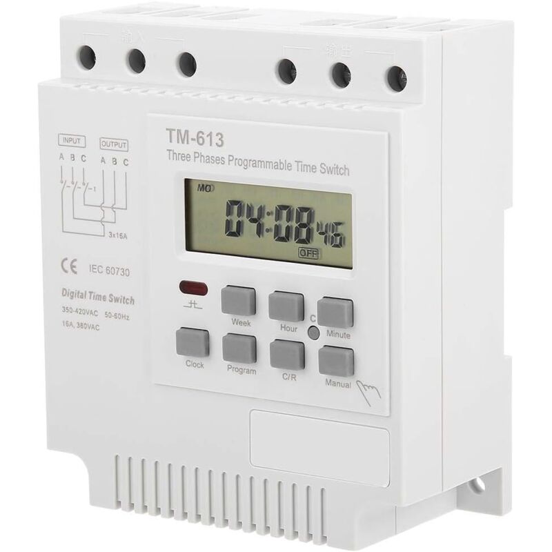 Minuterie Programable,TM-163 380V Minuterie Programable Minuteur TM-163 Relais Temporisé Programmable Contrôleur de Minuterie pour Moteur Triphasé