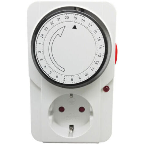 Minuterie Programmable,Programmeur journalier mécanique inter.Voyant 3000 W.Prise programmateur journalier mécanique, couleur blanc，16A