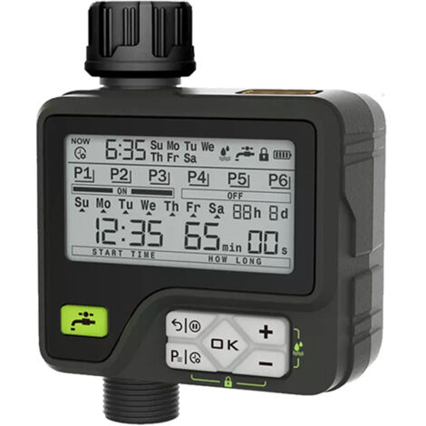 Minuteur Arrosage Automatique, Programmateur Arrosage Automatique avec 6 programmes séparés, Fréquence de Cycle Semaine/Jours/Heures, Arrosage Automatique pour Jardin avec Capteur de Pluie