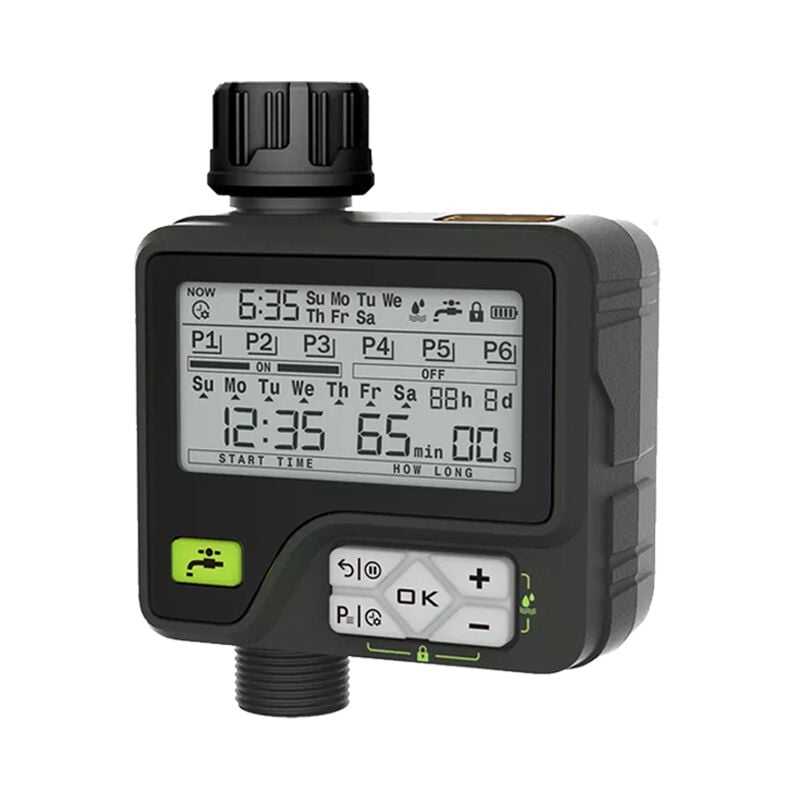 Minuteur Arrosage Automatique, Programmateur Arrosage Automatique avec 6 programmes séparés, Fréquence de Cycle Semaine/Jours/Heures, Arrosage