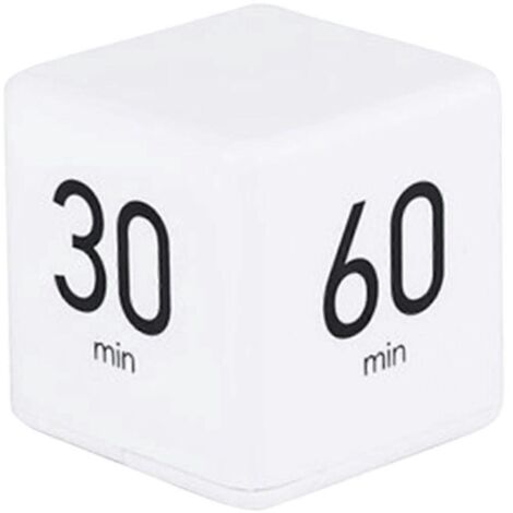 Minuteur Cube 2024 : 15, 20, 30 et 60 minutes pour une gestion optimale du temps (blanc). Minuteur de cuisine. Piles non incluses.