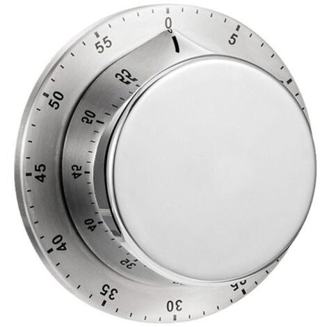 Minuteur cuisine magnétique sans pile - Alarme puissante - Inox élégant - Compte à rebours - 8x8x3 cm