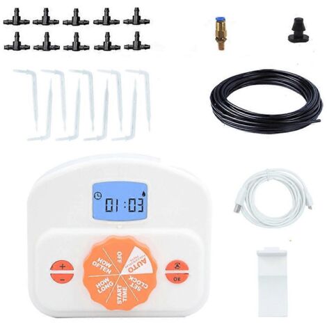 Minuteur d'arrosage automatique pour jardin intelligent, programmateur de goutte à goutte avec robinet et tuyau, irrigation économique, contrôle précis de l'eau pour système d'irrigation extérieur.