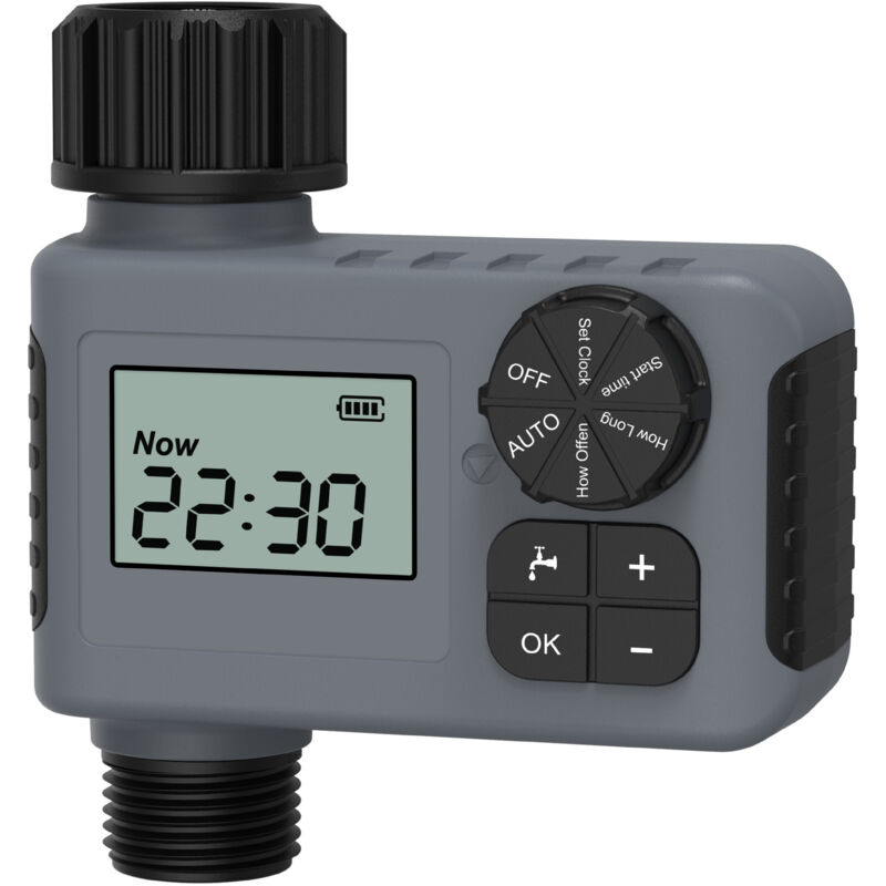 Minuteur d'arrosage programmable avec entrée en laiton pour tuyau d'arrosage avec retard de pluie/verrouillage enfant/système d'arrosage