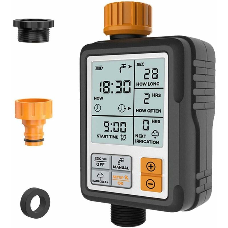 Minuteur d'arrosage - Robinet de Jardin Programmable - Numérique Robinet Automatique Minuterie - Arroseur Contrôleur de Système d'arrosage