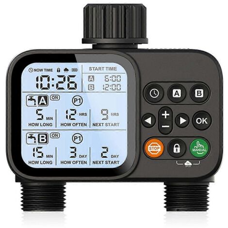 Minuteur d'arrosage solaire domestique avec écran LCD, système d'arrosage automatique --