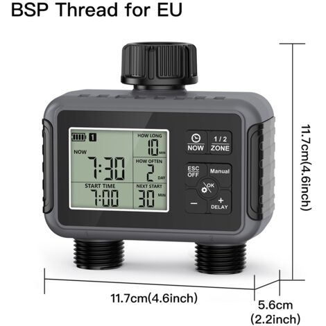 Minuteur d'arrosage TNCE 1/2" IPX5, vanne d'irrigation programmable avec temporisation en cas de pluie pour jardin, pelouse et cour (arrosage goutte à goutte)-AquaForge