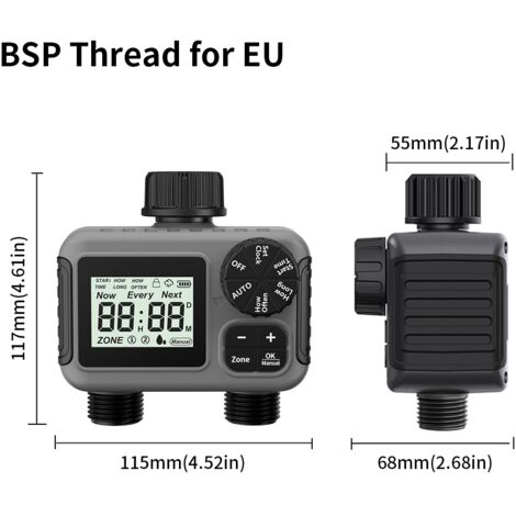 Minuteur d'arrosage TNCE 1/2" IPX5, vanne d'irrigation programmable avec temporisation en cas de pluie pour jardin, pelouse et cour (arrosage goutte à goutte)-AquaForge