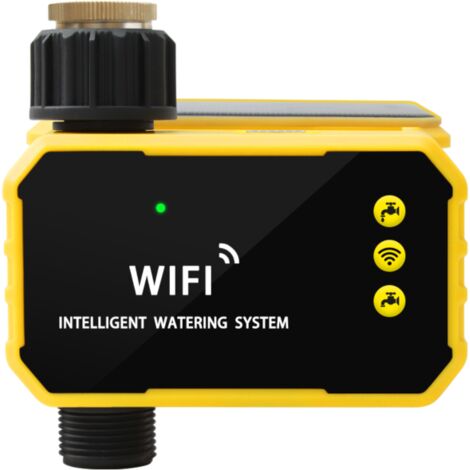 Minuteur d'arrosage WiFi G3/4", contrôleur d'irrigation intelligent monocanal avec capteur de pluie, alimentation solaire, USB-C, batterie 3200 mAh