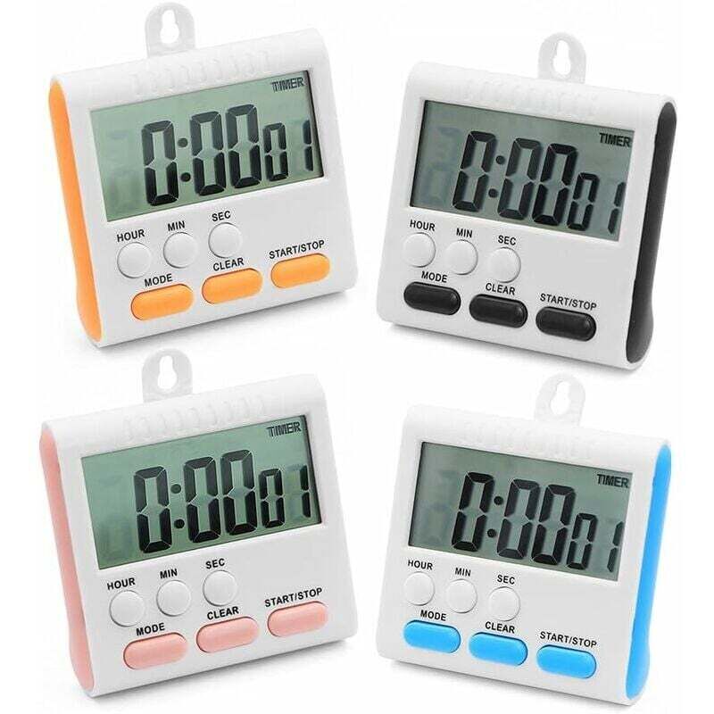 Minuteur de Cuisine 24 Heures,4 Pièces Timer Enfant,Chronomètre Minuteur Numérique 4 Couleurs avec Alarme Grand Format pour Cuisine Douche Salle De