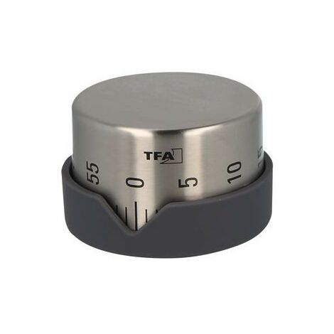 Minuteur de cuisine, anthracite,60 min. carcasse inox, remontage en métal