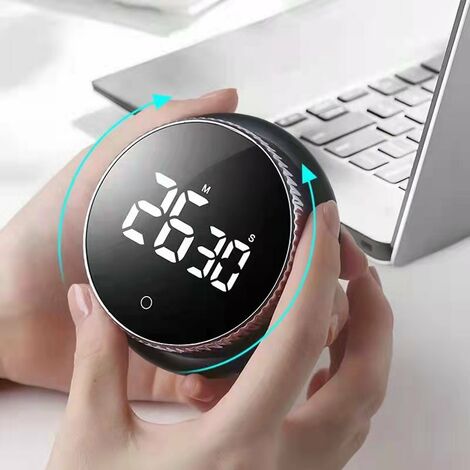 Minuteur de Cuisine, Compte à Rebours Kitchen Timer pour Cuisine Cuisson Classe Formation, Minuterie Aimanté Numérique Affichage LCD, Commande de Rotation, Outil de Gestion du Temps