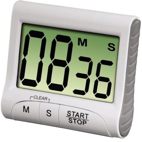 Minuteur de cuisine - Dos magnétique - Avec chronomètre et programmateur - Grand écran 3" - Blanc