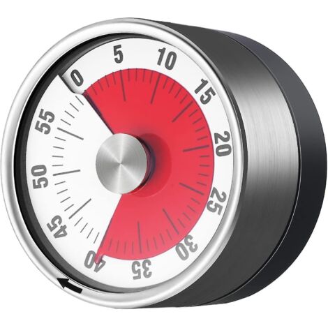 Minuteur de cuisine magnétique Queen King, minuteur visuel pour enfants, compte à rebours visuel de 60 minutes avec alarme sonore, dos magnétique et façade en acier inoxydable.