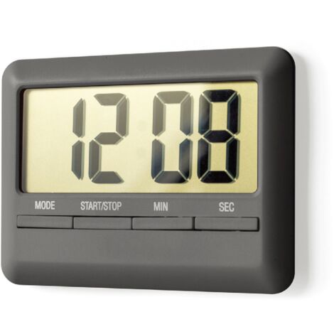Minuteur de cuisine magnétique ultra-mince avec réveil numérique, alarme sonore à double compte à rebours et grand écran (noir)