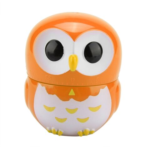 Minuteur de cuisine manuel - motif hibou mignon - plan de travail pour la cuisine (orange)