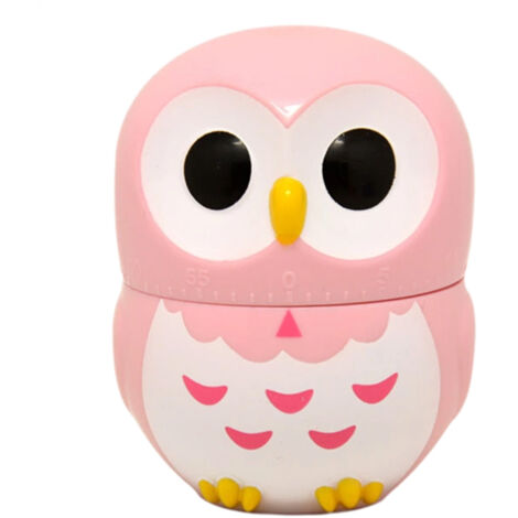 Minuteur de cuisine mécanique miniature en forme de hibou mignon, 60 minutes, alarme sonore, minuteur manuel