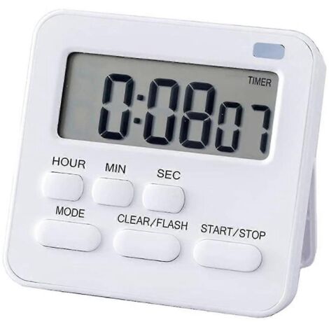 Minuteur de cuisine, minuteur à œufs avec horloge, chronomètre numérique avec écran LCD et alarme sonore pour la cuisine, la pâtisserie, le sport, l'apprentissage, etc.