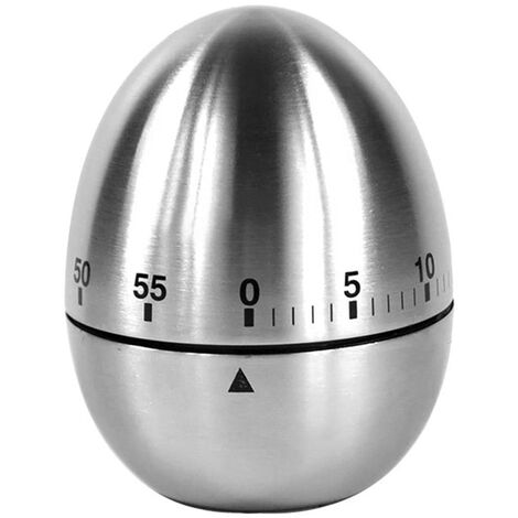 Minuteur de cuisine - Minuteur de cuisine - En forme d'œuf - En acier inoxydable - Minuteur de cuisine - Chronomètre - Lavage à la main