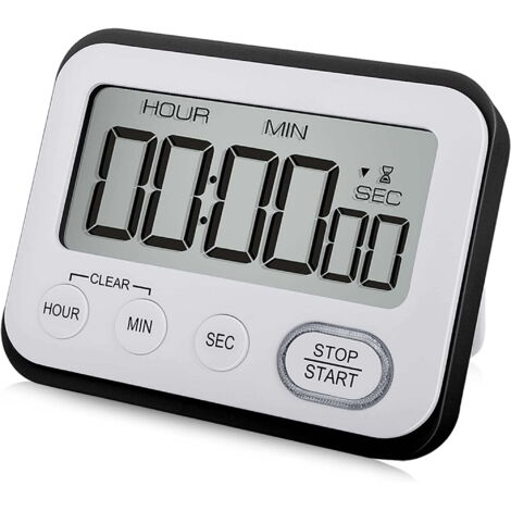 Minuteur de cuisine numérique avec alarme magnétique puissante, grand écran LCD, idéal pour les enseignants, les salles de classe et les enfants, noir.