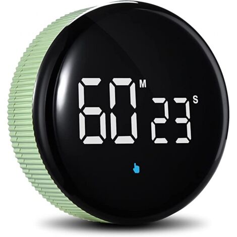 Minuteur de cuisine rechargeable, minuteur magnétique de productivité avec grand écran LED, minuteur visuel numérique pour enfants, idéal pour la cuisine, le fitness, le travail et les études (vert)