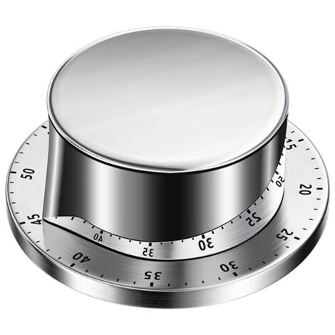 Minuteur de cuisine sans piles, manuel, en acier inoxydable, mécanique, à rotation, alarme, dos magnétique, gestion du temps, compte à rebours de 60 minutes, minuteur d'entraînement