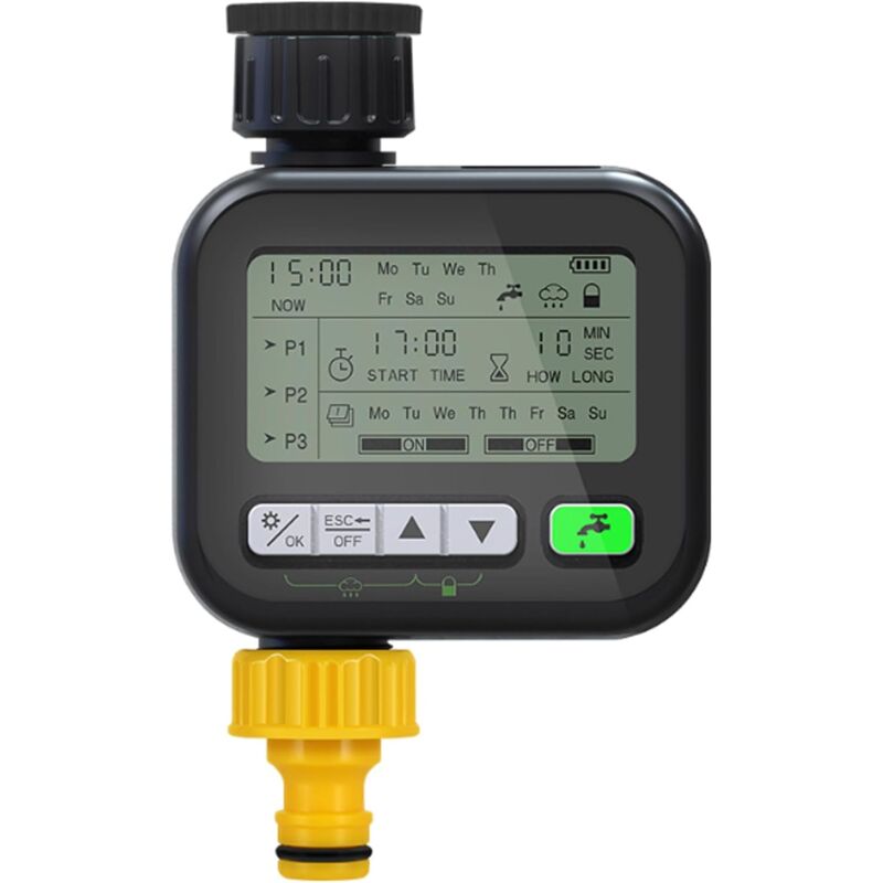 Minuteur d'eau pour jardin et pelouse avec fonction de verrouillage automatique pour enfant, 6 programmes d'arrosage séparés