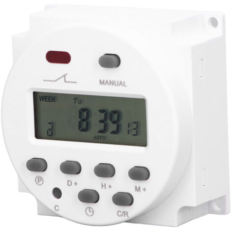 Minuteur Électronique Numérique LCD Programmable, Interrupteur à Relais 16 Cycles Marche/Arrêt, 220-240V AC