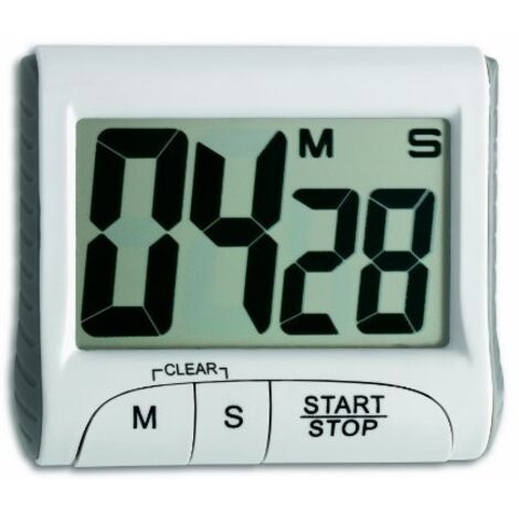 Minuteur et chronomètre numérique, 38.2021.02, Compte à rebours jusqu'à 99min/59s, Chronomètre à œufs, Fonction mémoire, Grands Chiffres, Aimant/Support, Blanc